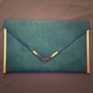 ASOS Teal Pebbled Faux Leather Envelope Clutch